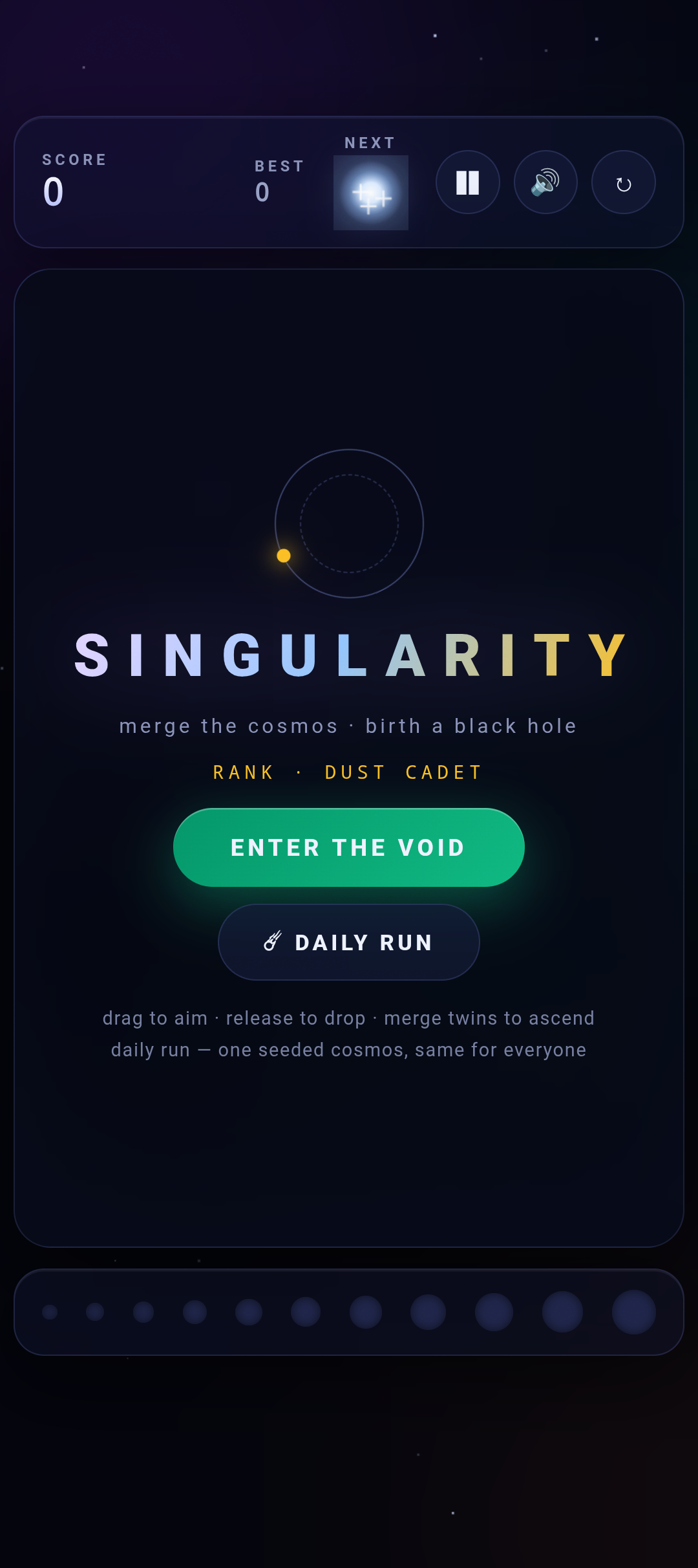 SINGULARITY title screen on a phone